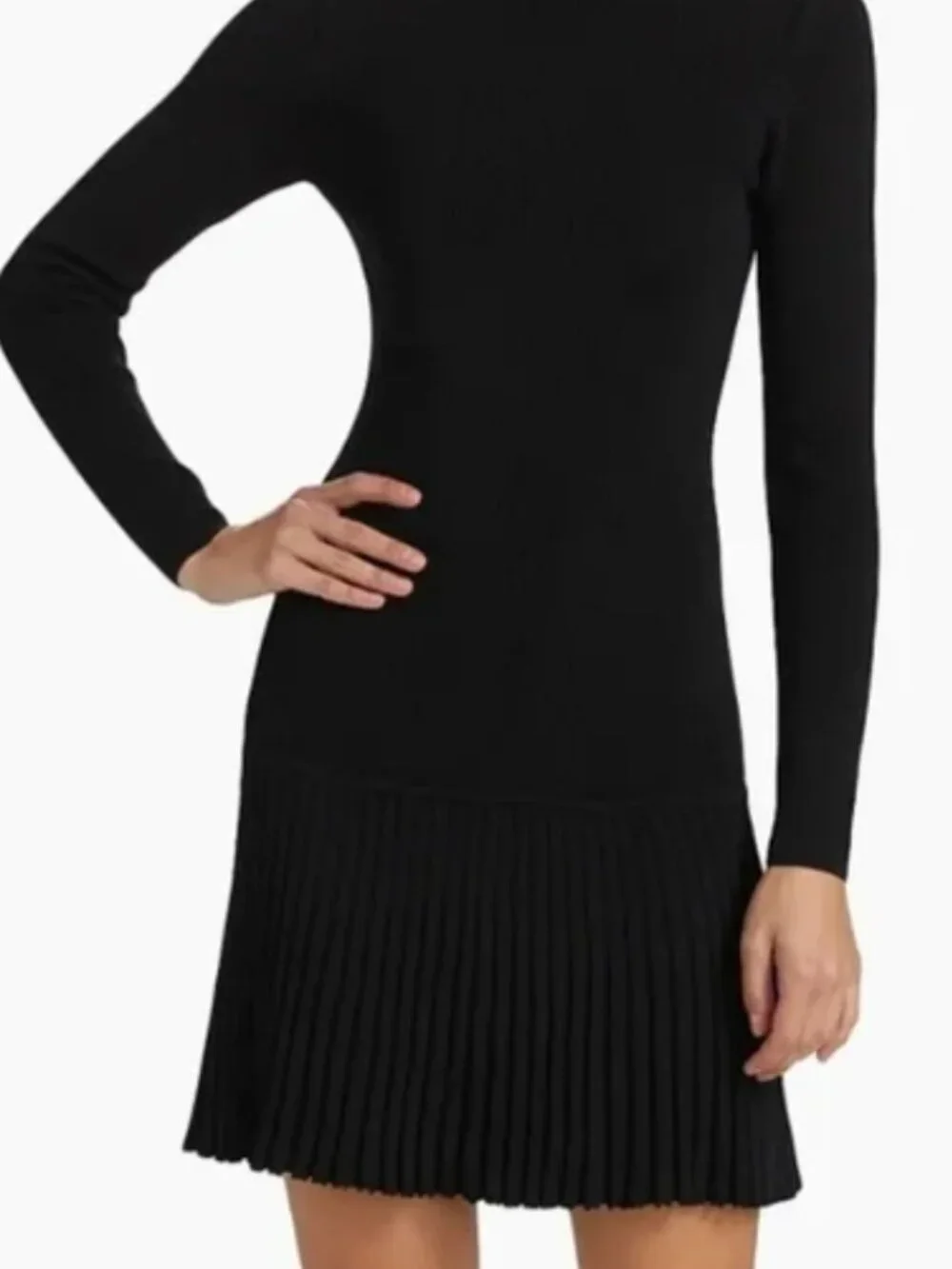 MICHAEL KORS LONG SLEEVE DROP WAIST PLEATED SKIRT DRESS L